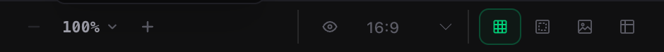 The canvas toolbar: zoom controls, Preview, device frame select, Grid, Safe area, Screenshot and Fortnite UI toggles